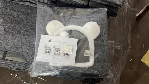 Nosterna Large Cat Cave - Covered Bed with Fluffy Ball & Scratch Pad for Small to Large Pets