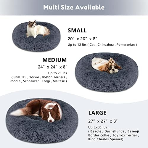 Nosterna Washable Dog & Cat Bed - Fluffy Plush with Waterproof Cover & Anti-Slip Bottom