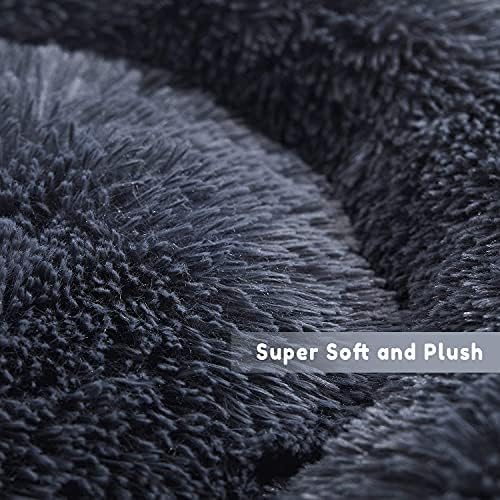 Nosterna Washable Dog & Cat Bed - Fluffy Plush with Waterproof Cover & Anti-Slip Bottom