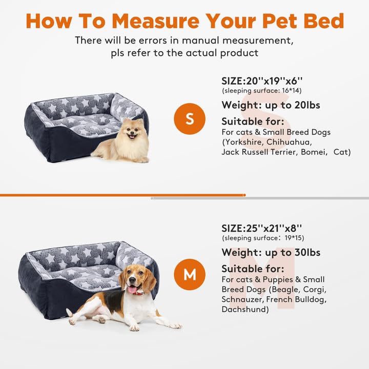 Nosterna Washable Medium Dog Bed - Soft Cosy Rectangle Bed for Small to Large Dogs