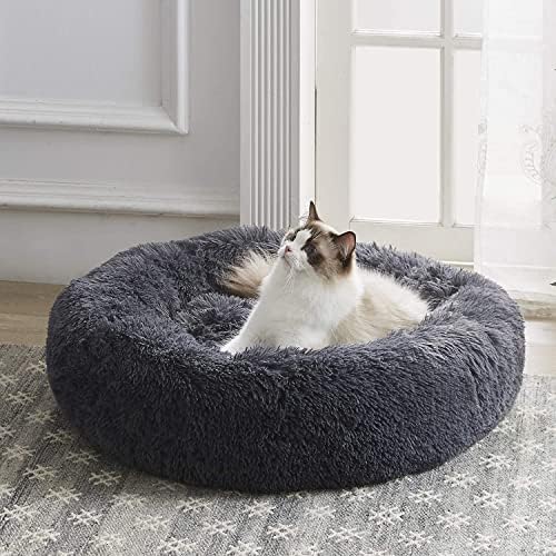Nosterna Washable Dog & Cat Bed - Fluffy Plush with Waterproof Cover & Anti-Slip Bottom