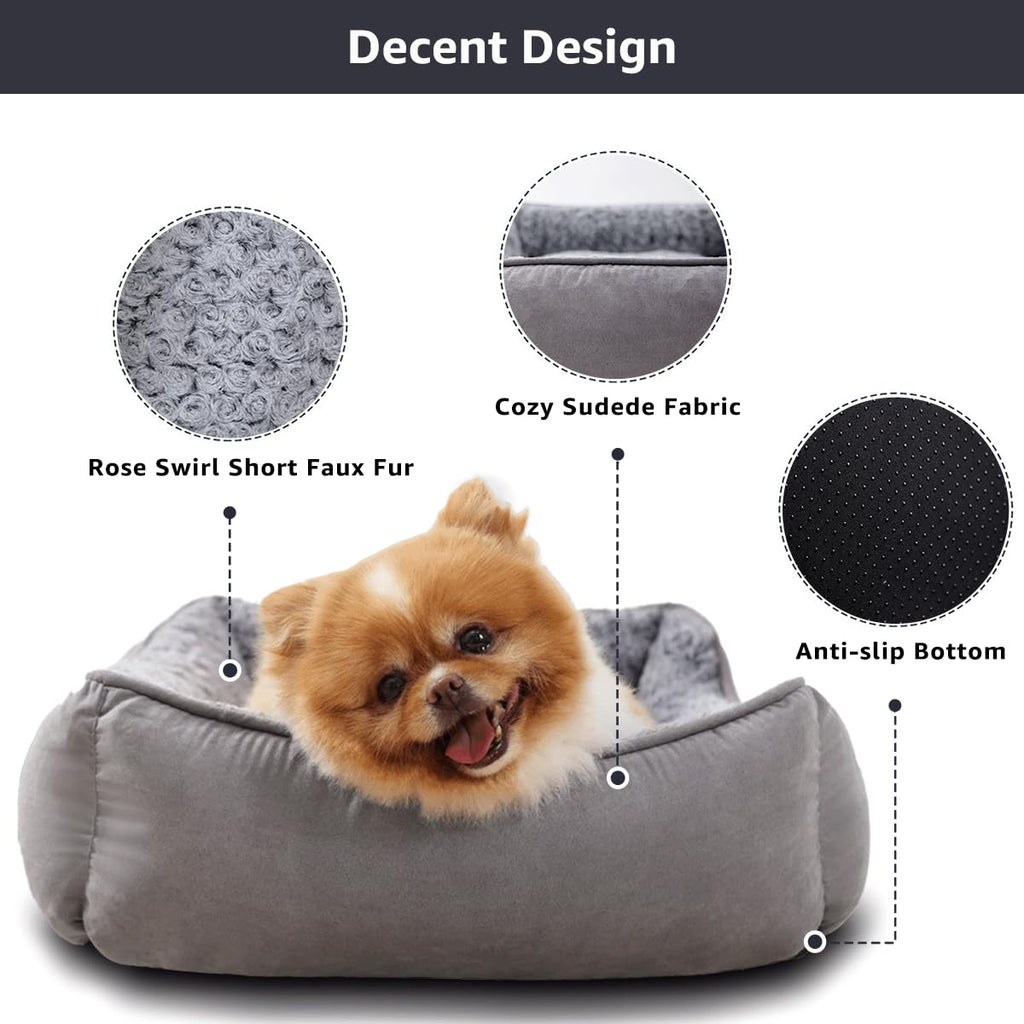 Nosterna Soft Plush Dog Sofa Bed - Washable Anti-Anxiety Bed with Non-Slip Bottom