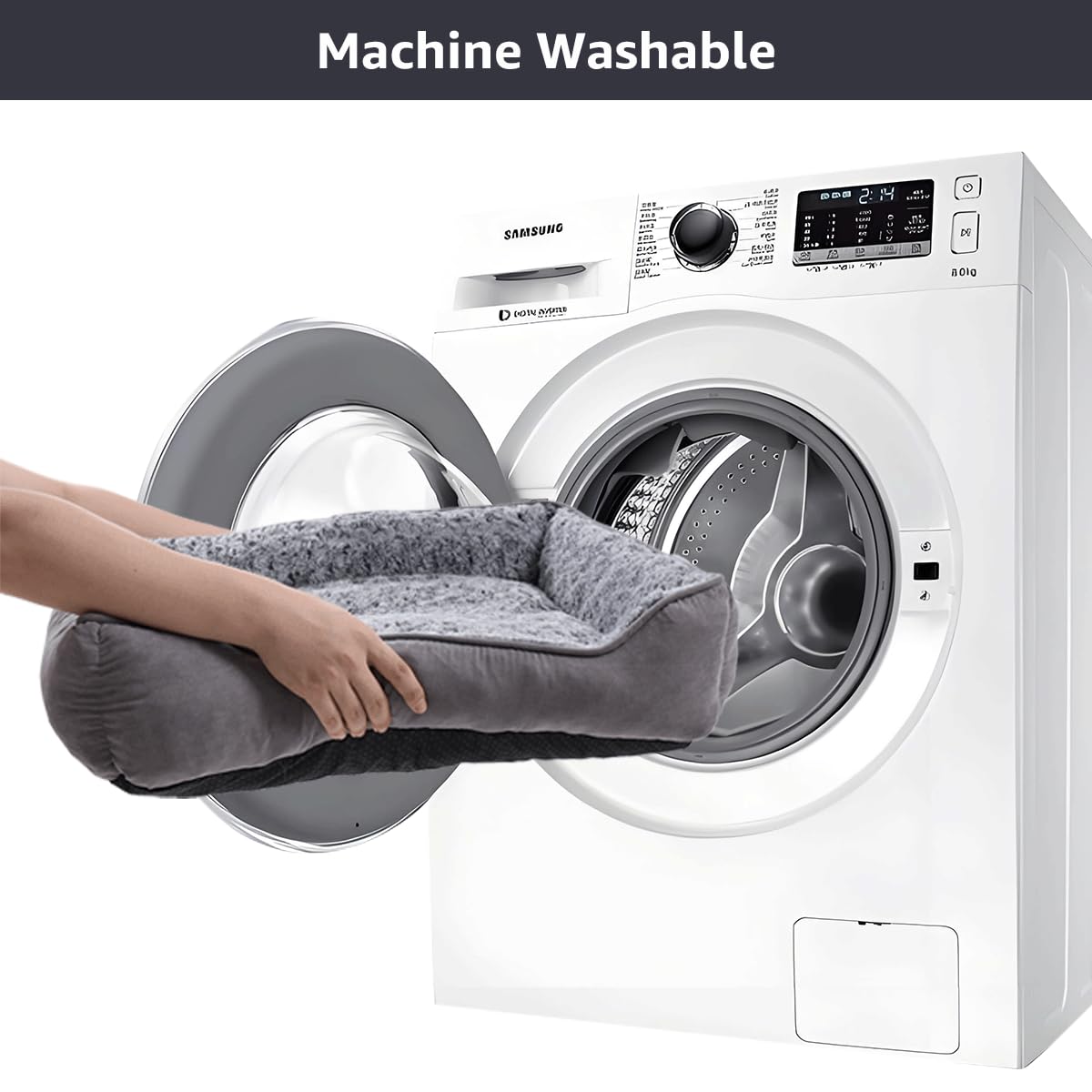 Nosterna Soft Plush Dog Sofa Bed - Washable Anti-Anxiety Bed with Non-Slip Bottom