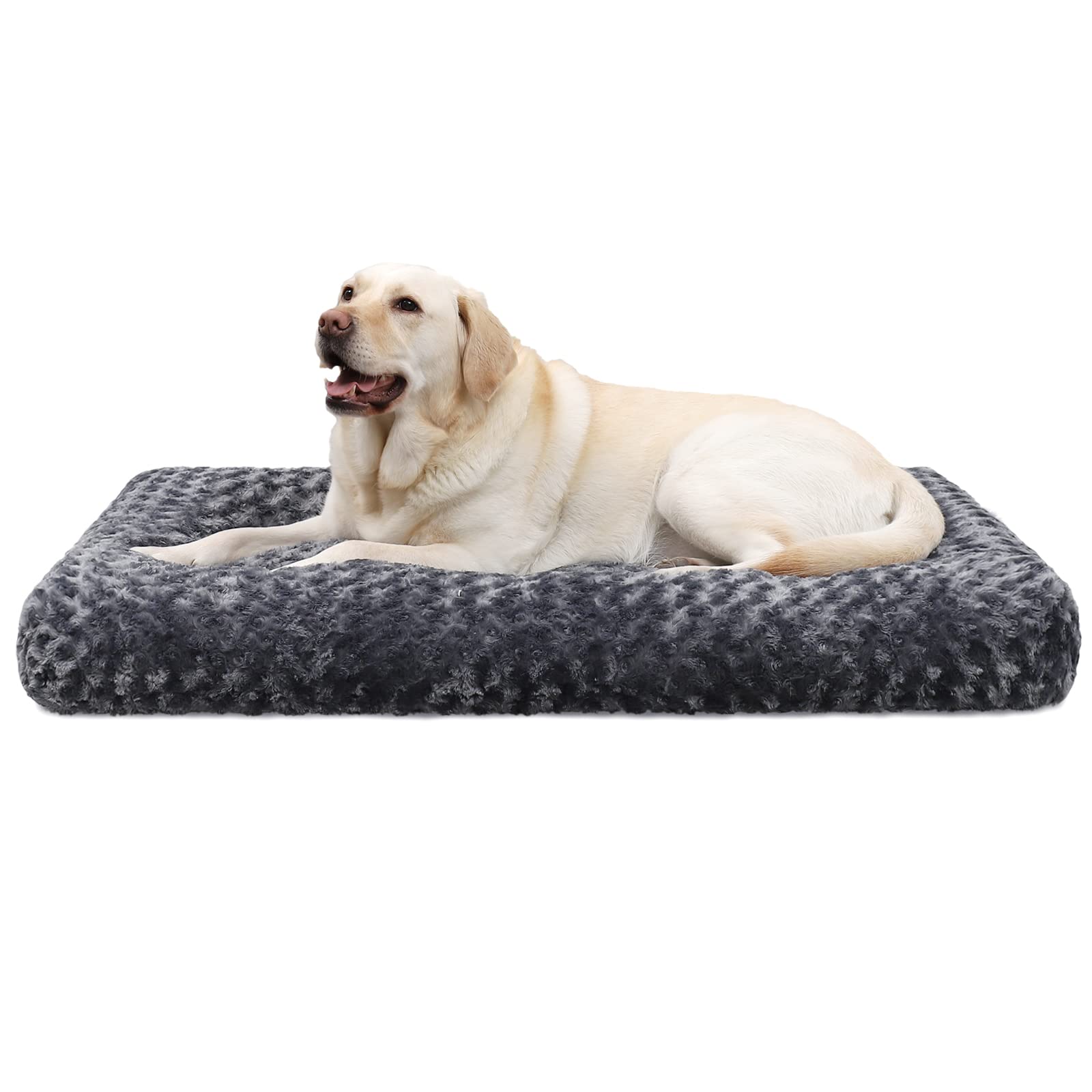 Nosterna Large Dog Bed - Washable Calming Crate Mattress with Non-Skid Bottom