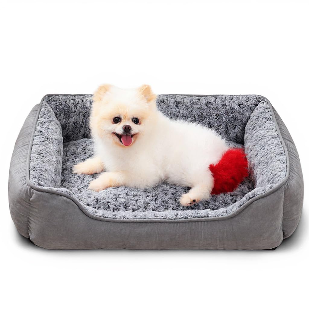 Nosterna Soft Plush Dog Sofa Bed - Washable Anti-Anxiety Bed with Non-Slip Bottom