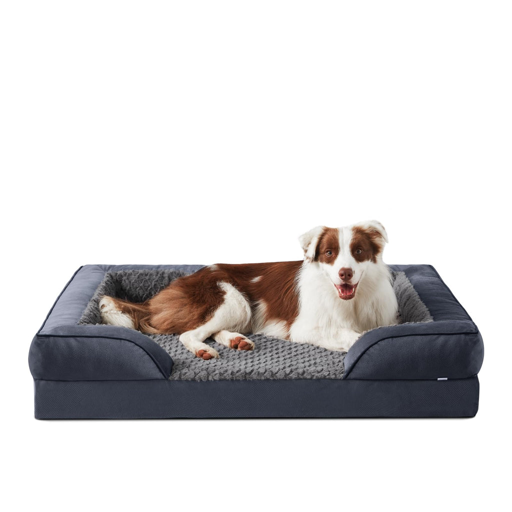 Nosterna Large Orthopedic Memory Foam Dog Bed, Washable, for Dogs up to 50lbs, Grey