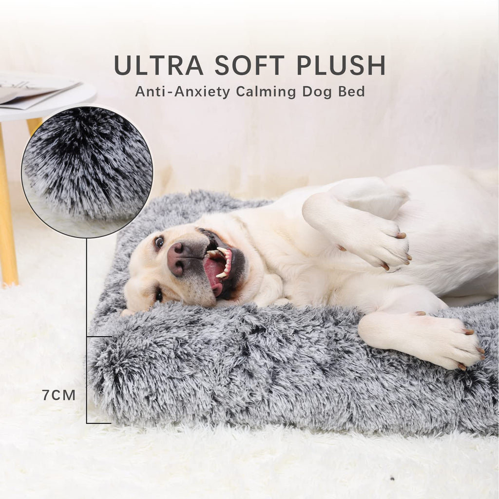 Nosterna Medium Dog Bed - Washable Calming Plush Mattress with Anti-Slip Bottom