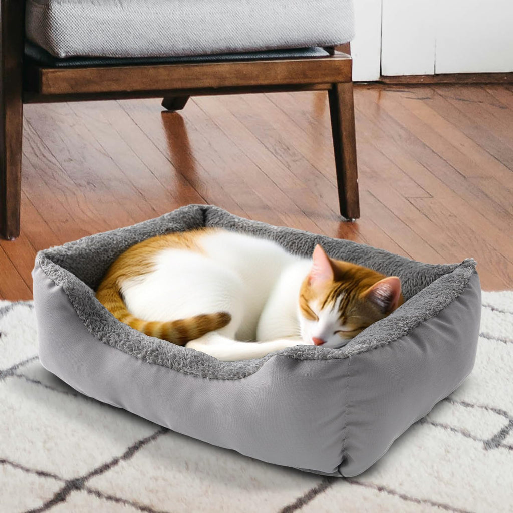 Nosterna Washable Fleece Cat & Dog Bed, Soft Non-Slip Sofa, for Small to Large Pets, Grey