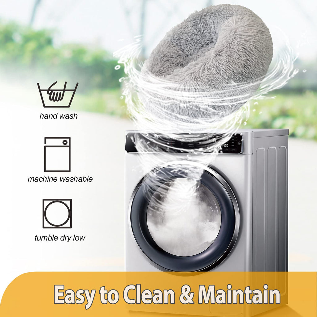 Nosterna Calming Donut Bed - Soft & Fluffy Self-Warming Bed for Dogs & Cats