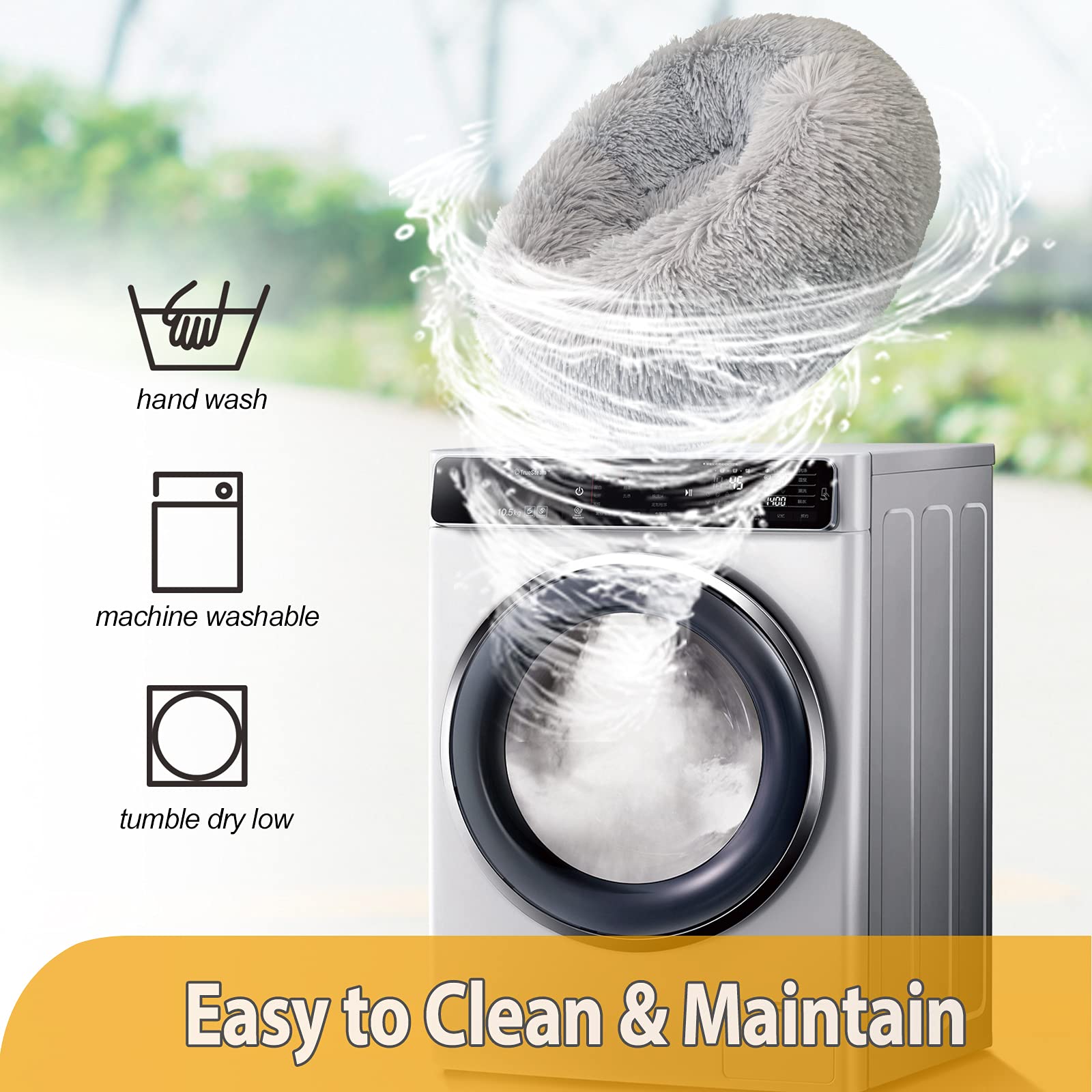 Nosterna Calming Donut Bed - Soft & Fluffy Self-Warming Bed for Dogs & Cats