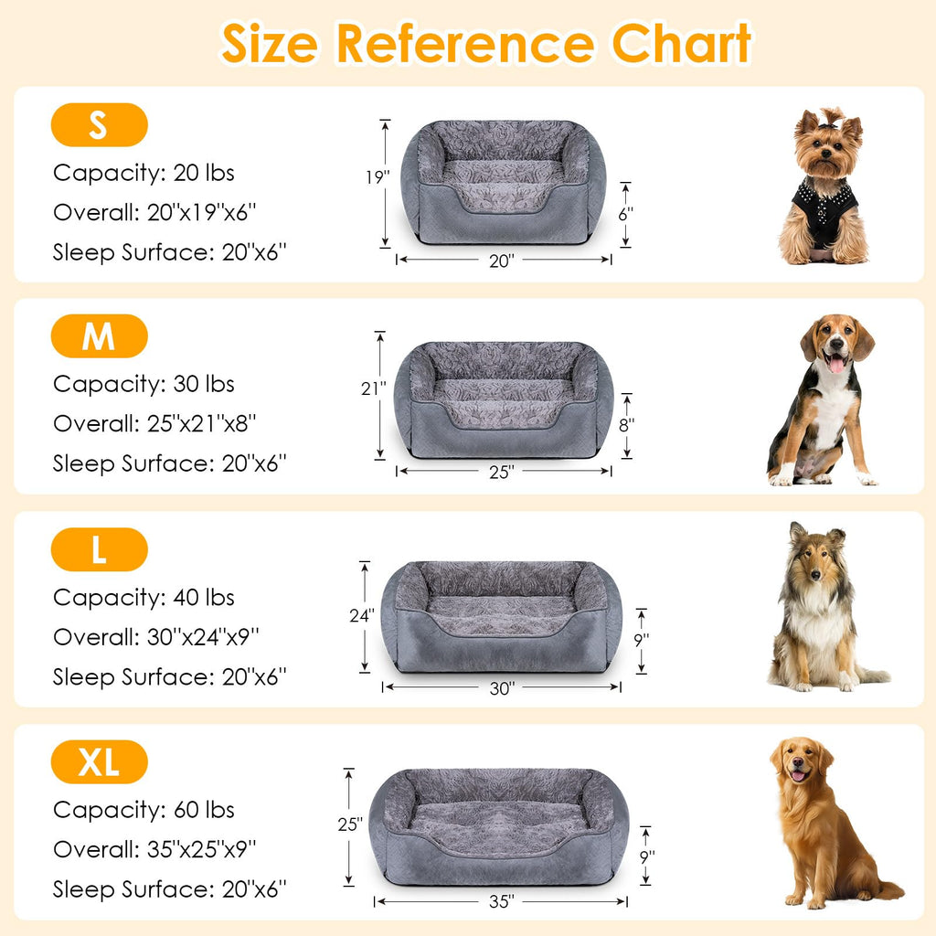 Nosterna Medium Dog Bed - Soft Washable Rectangle Bed with Anti-Slip Bottom & Anti-Anxiety
