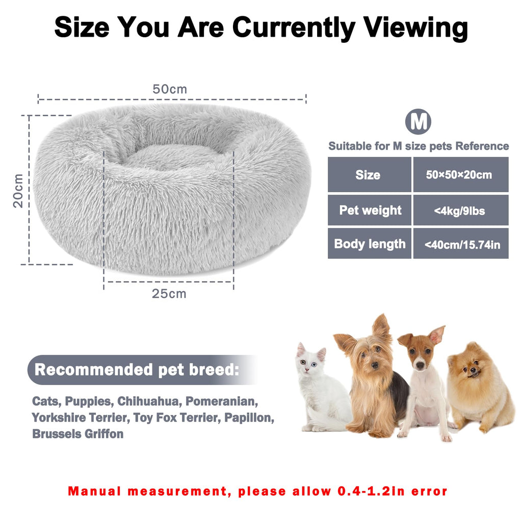 Nosterna Calming Dog & Cat Donut Bed - Washable Plush Anti-Anxiety Bed with Non-Slip Bottom