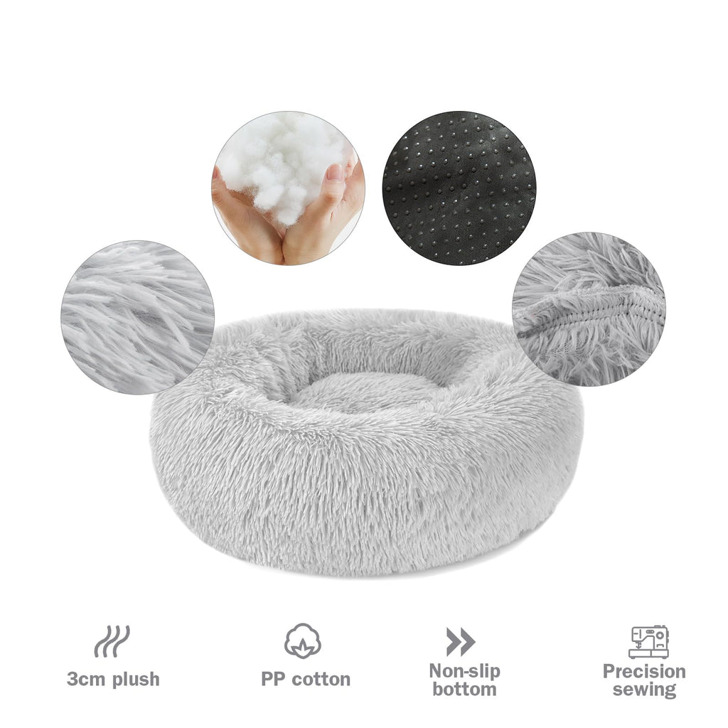 Nosterna Calming Dog & Cat Donut Bed - Washable Plush Anti-Anxiety Bed with Non-Slip Bottom