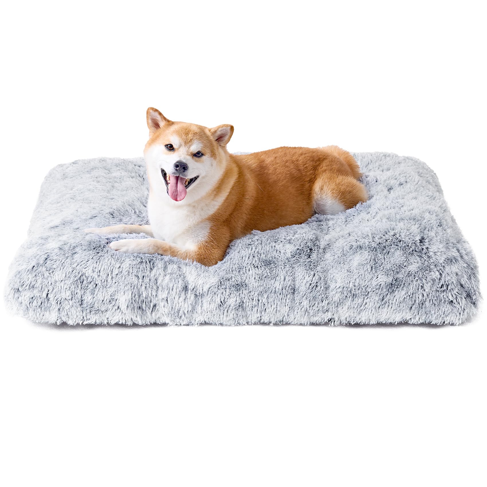 Nosterna Large Washable Crate Dog Bed - Fluffy Calming Bed with Anti-Slip Bottom