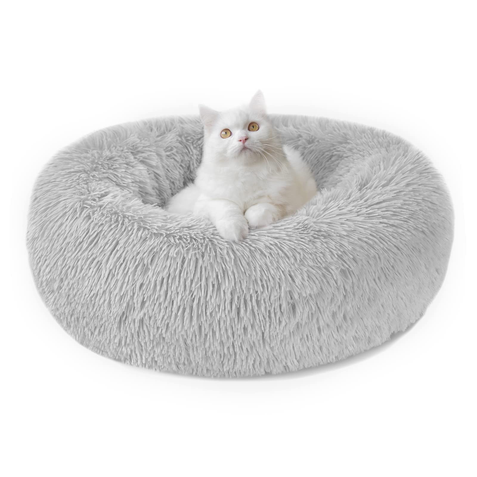 Nosterna Calming Dog & Cat Donut Bed - Washable Plush Anti-Anxiety Bed with Non-Slip Bottom