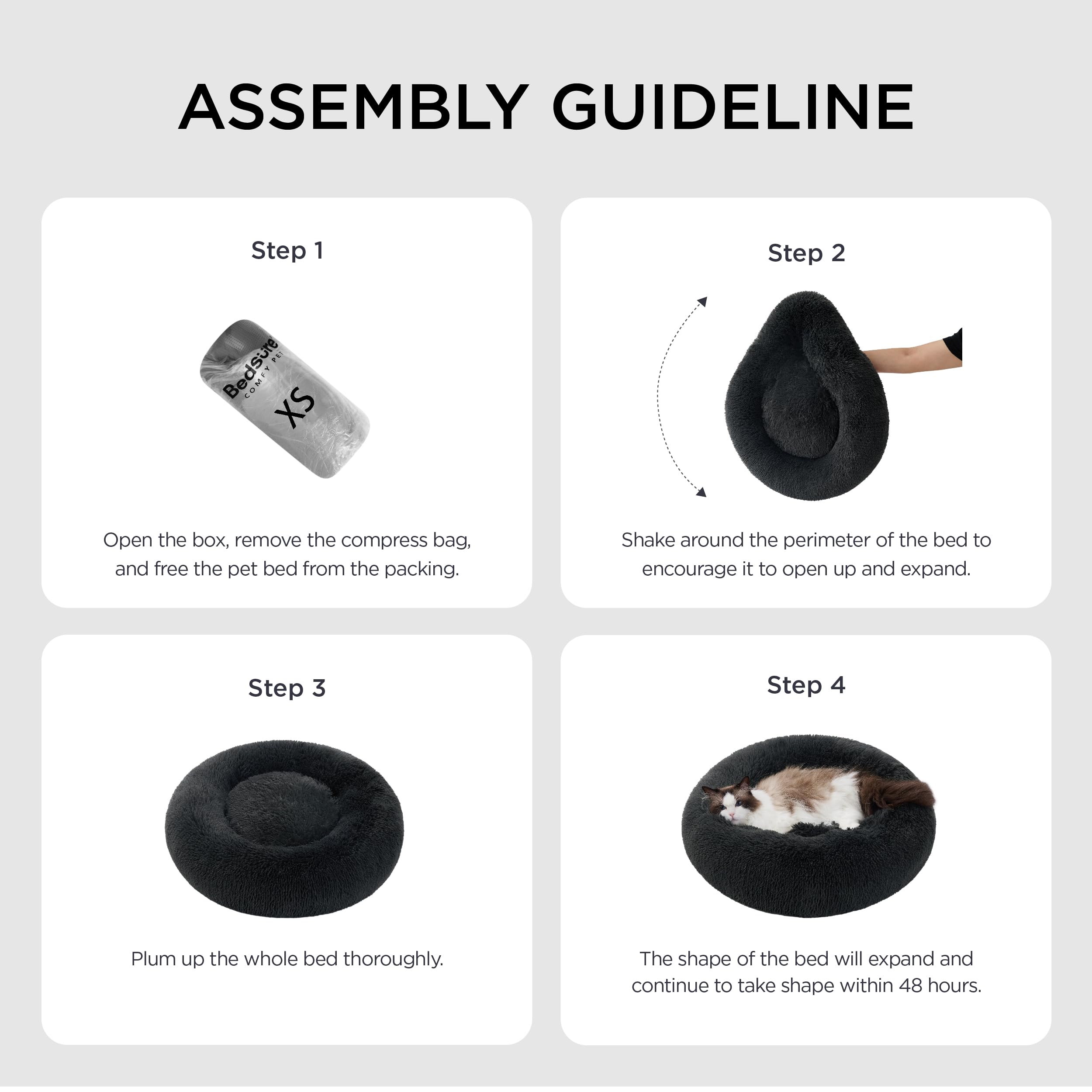 Nosterna Calming Donut Bed - Washable Round Bed for Small Dogs & Cats