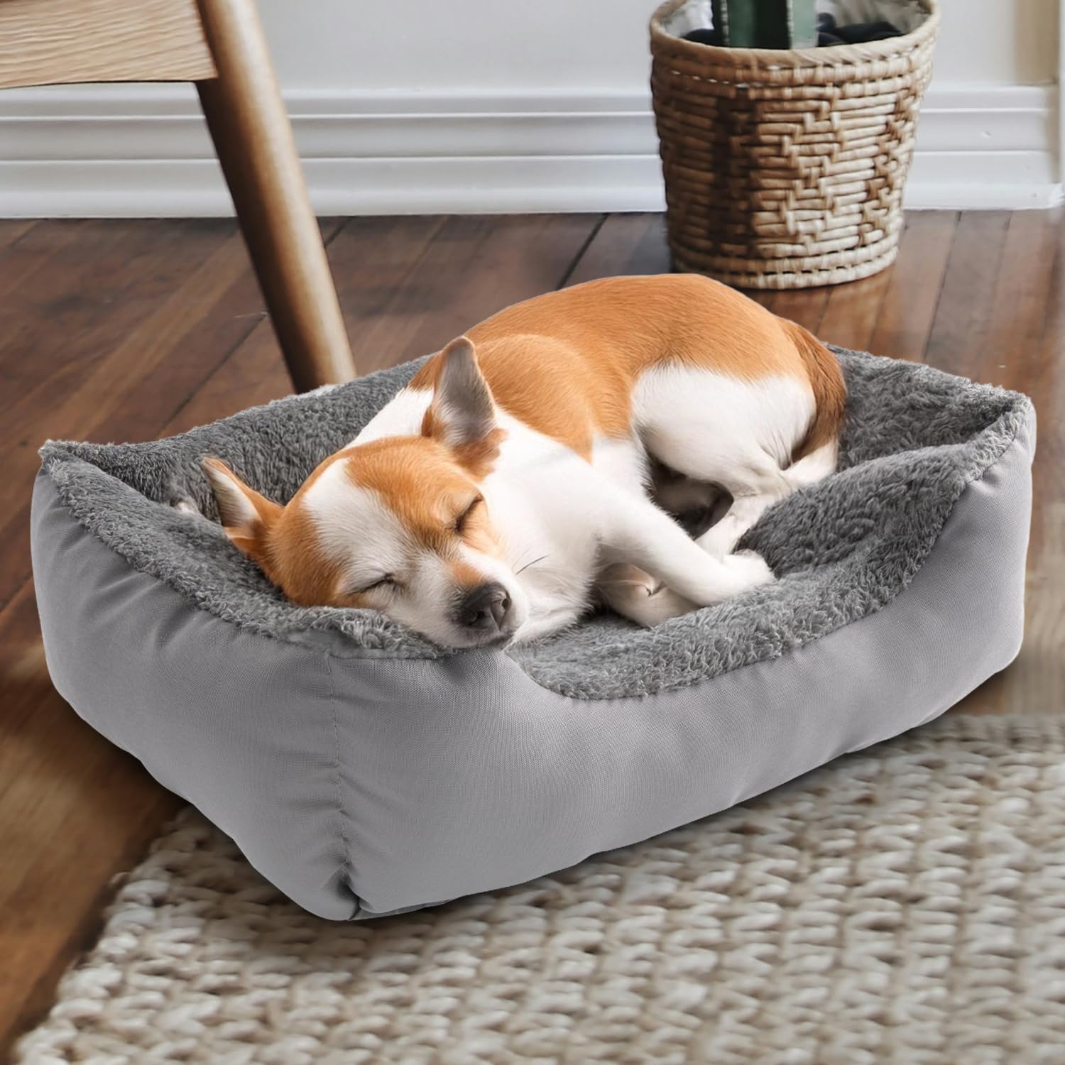 Nosterna Washable Fleece Cat & Dog Bed, Soft Non-Slip Sofa, for Small to Large Pets, Grey