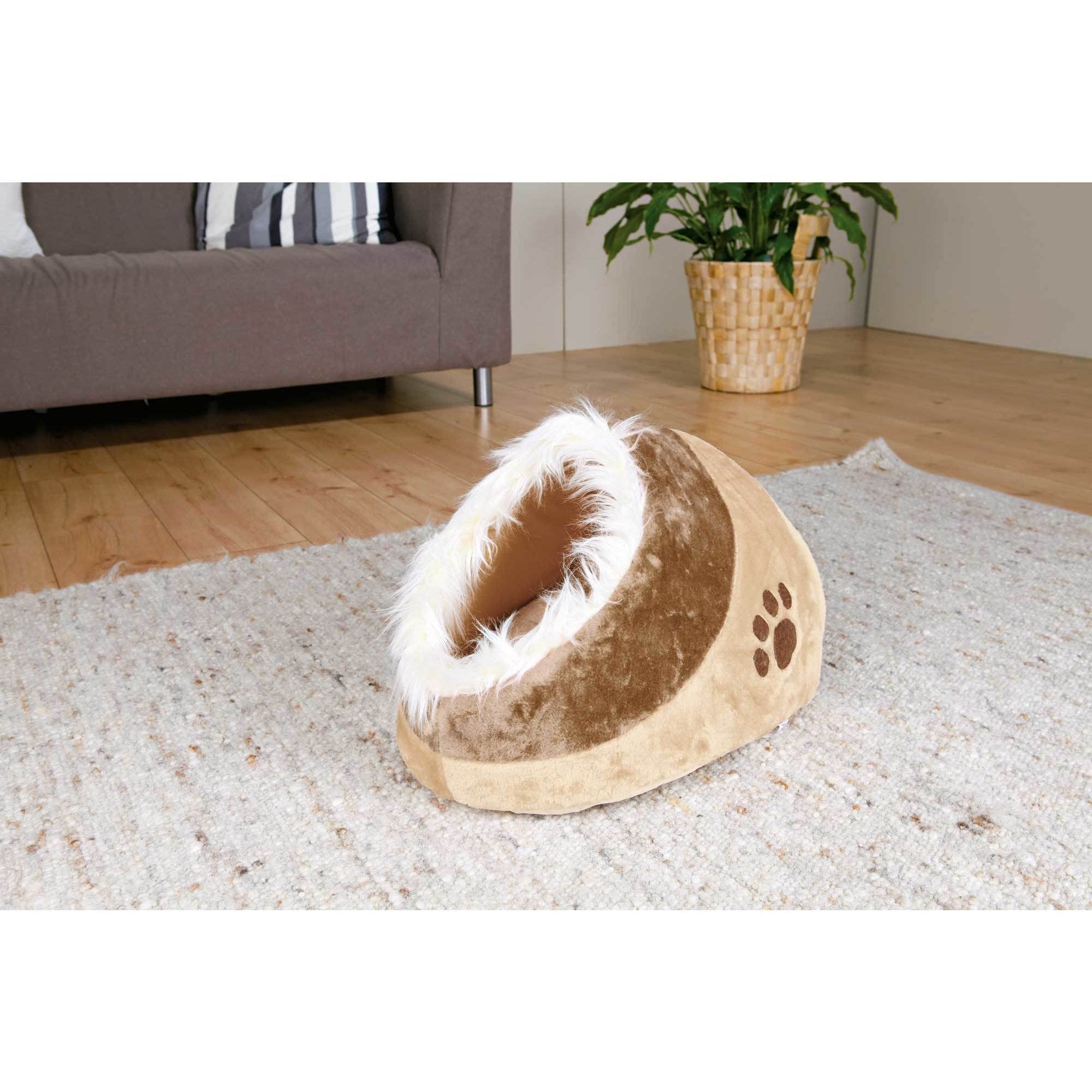 Nosterna Minou Cat Cave, Reversible Cushion, Washable & Non-Slip, Beige/Brown 41x30x50cm