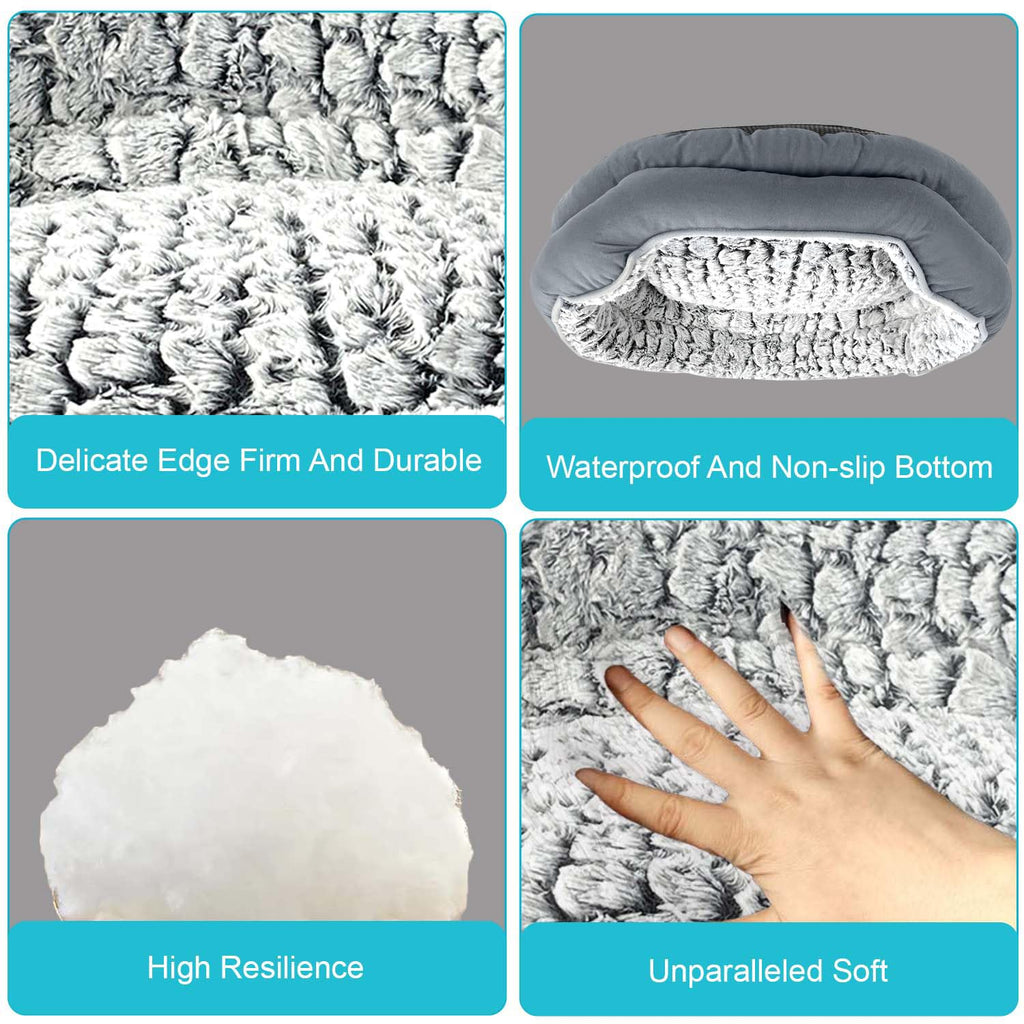 Nosterna Calming Dog & Cat Bed - Soft Plush Anti-Anxiety, Machine Washable (Medium)