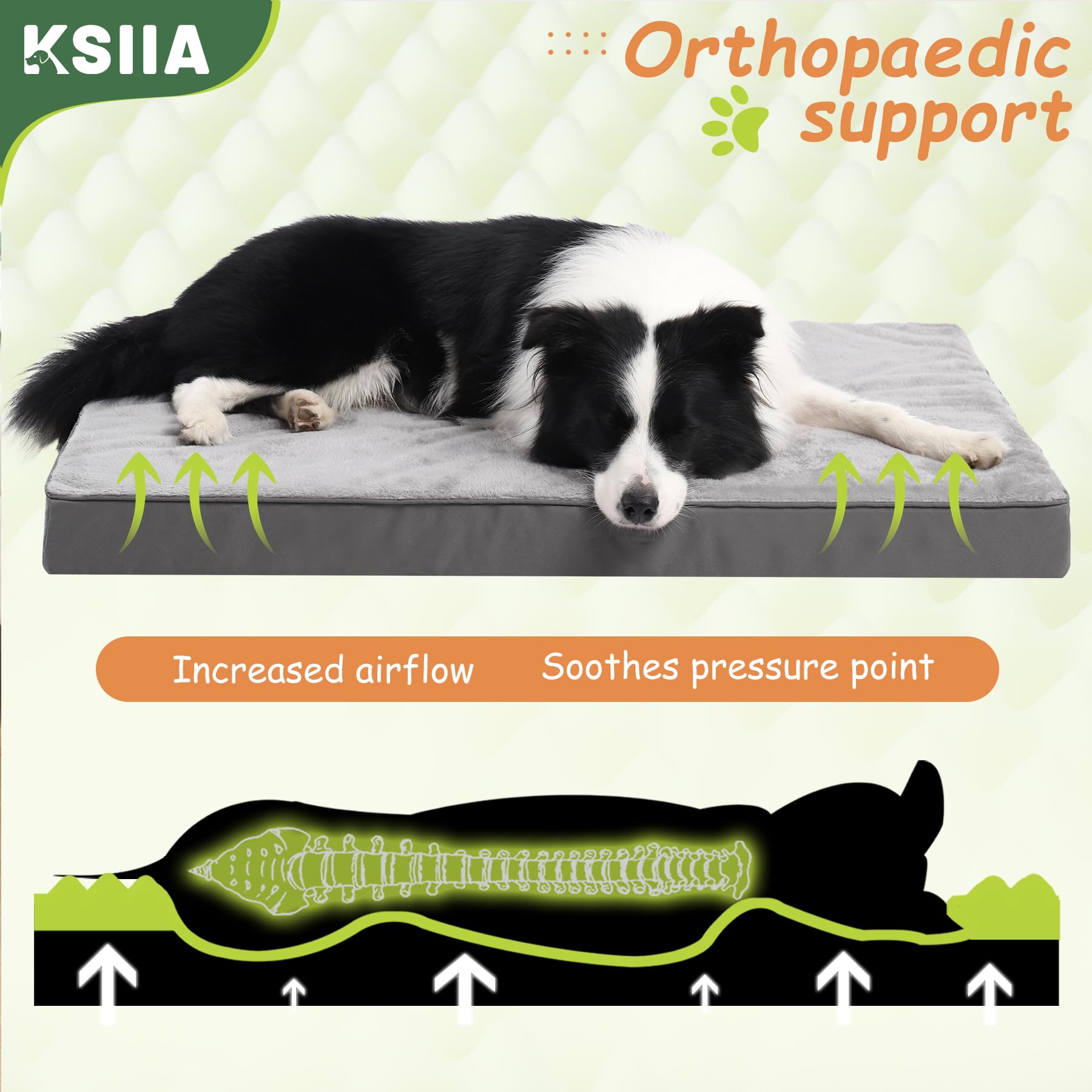 Nosterna Large Washable Dog Bed - Orthopedic Mattress with Waterproof Cover & Non-Skid Bottom