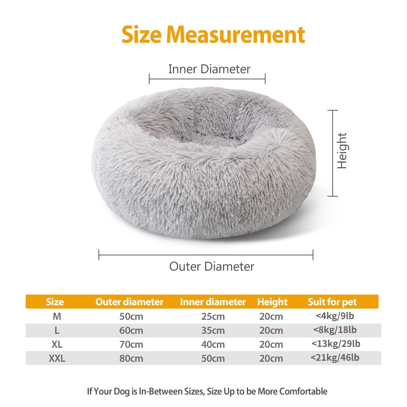 Nosterna Calming Donut Bed - Soft & Fluffy Self-Warming Bed for Dogs & Cats