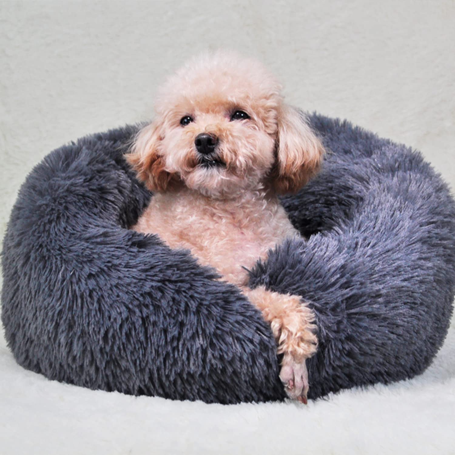 Nosterna Calming Donut Bed - Plush Washable Bed for Small Dogs & Cats