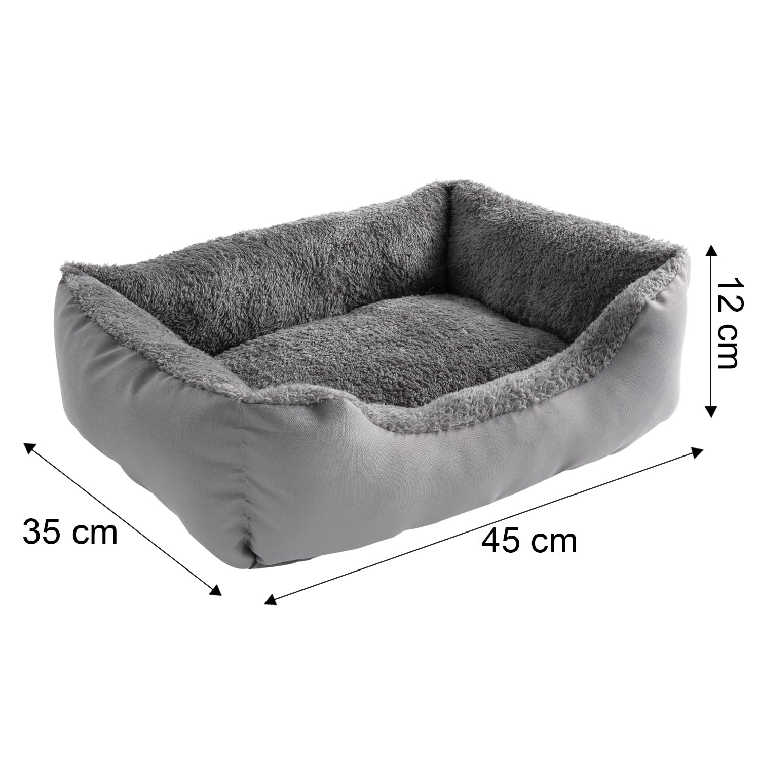 Nosterna Washable Fleece Cat & Dog Bed, Soft Non-Slip Sofa, for Small to Large Pets, Grey