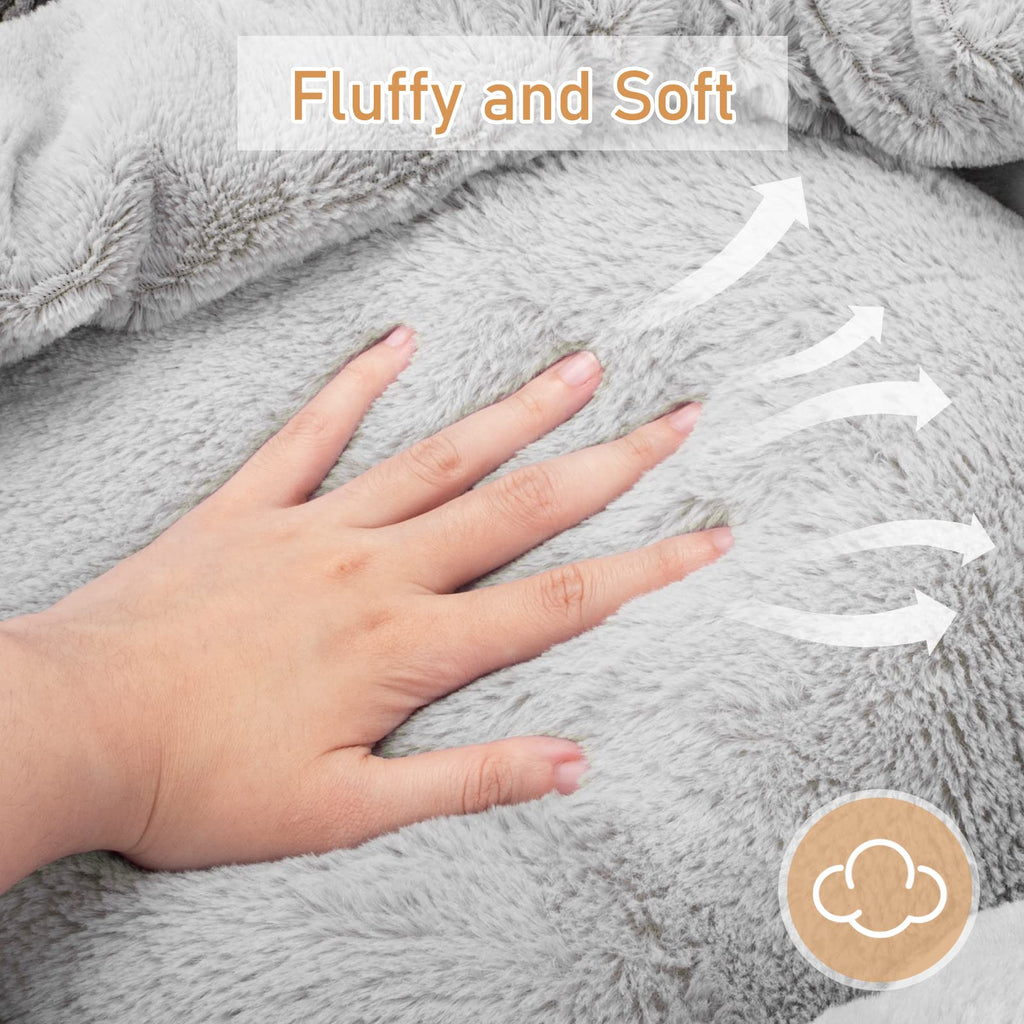 Nosterna Round Calming Donut Dog Bed, Washable Hooded Pet Bed, for Dogs up to 30lbs