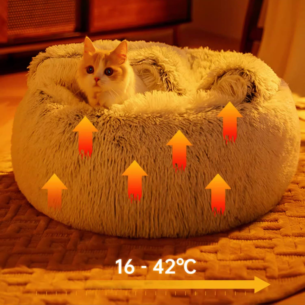 Nosterna Calming Dog Bed - Washable Plush Donut Bed for Small/Medium Dogs & Cats