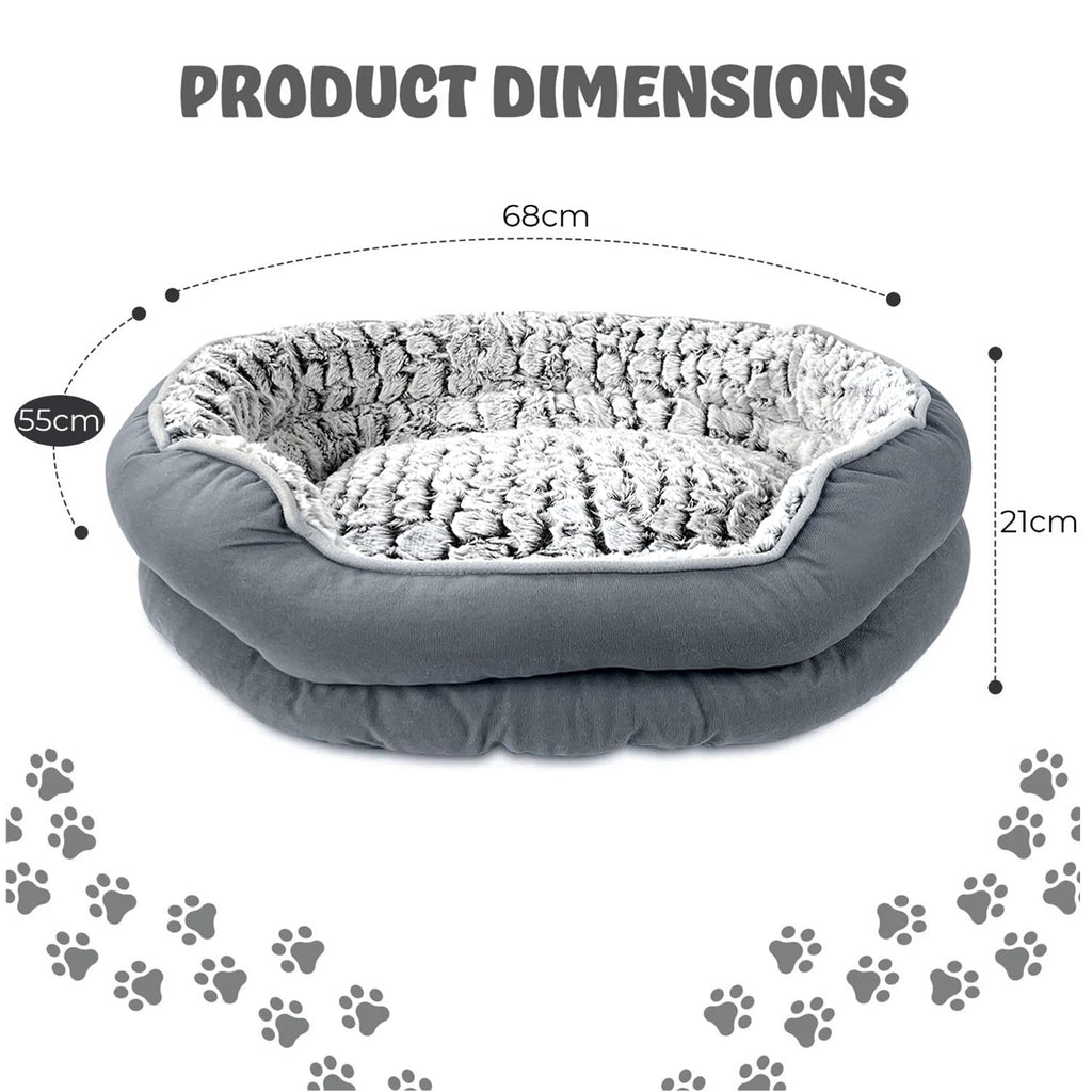 Nosterna Calming Dog & Cat Bed - Soft Plush Anti-Anxiety, Machine Washable (Medium)