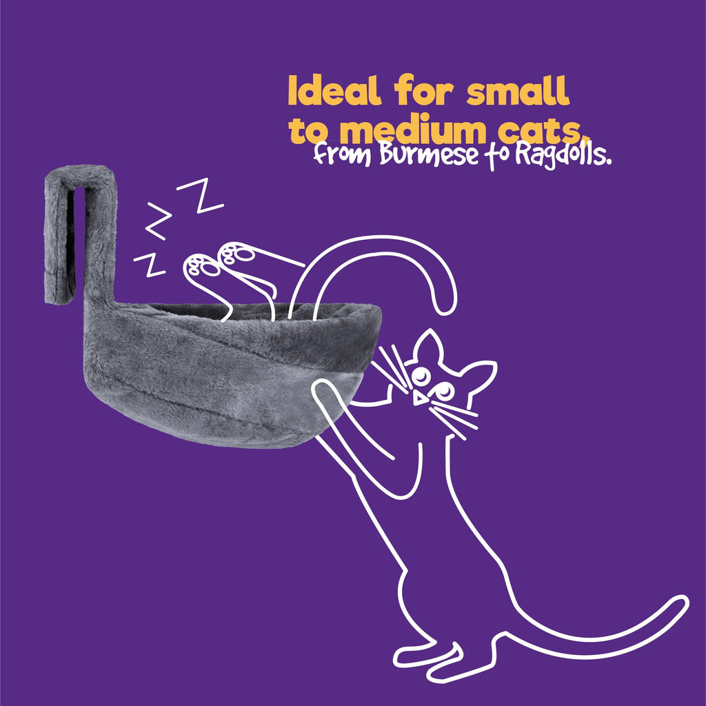 Nosterna Deluxe Radiator Cat & Dog Bed - Cozy Fleece Hammock with Durable Iron Frame (Grey)