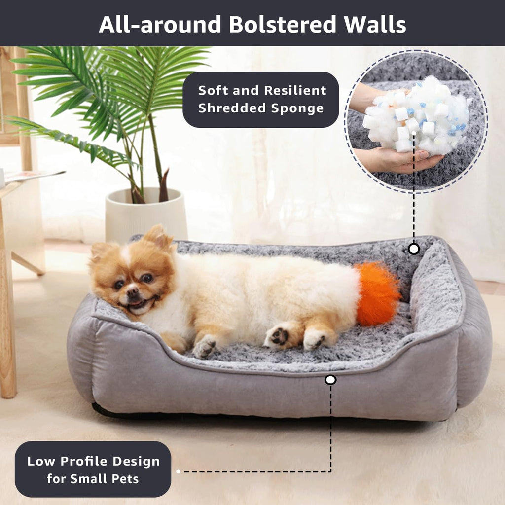 Nosterna Soft Plush Dog Sofa Bed - Washable Anti-Anxiety Bed with Non-Slip Bottom