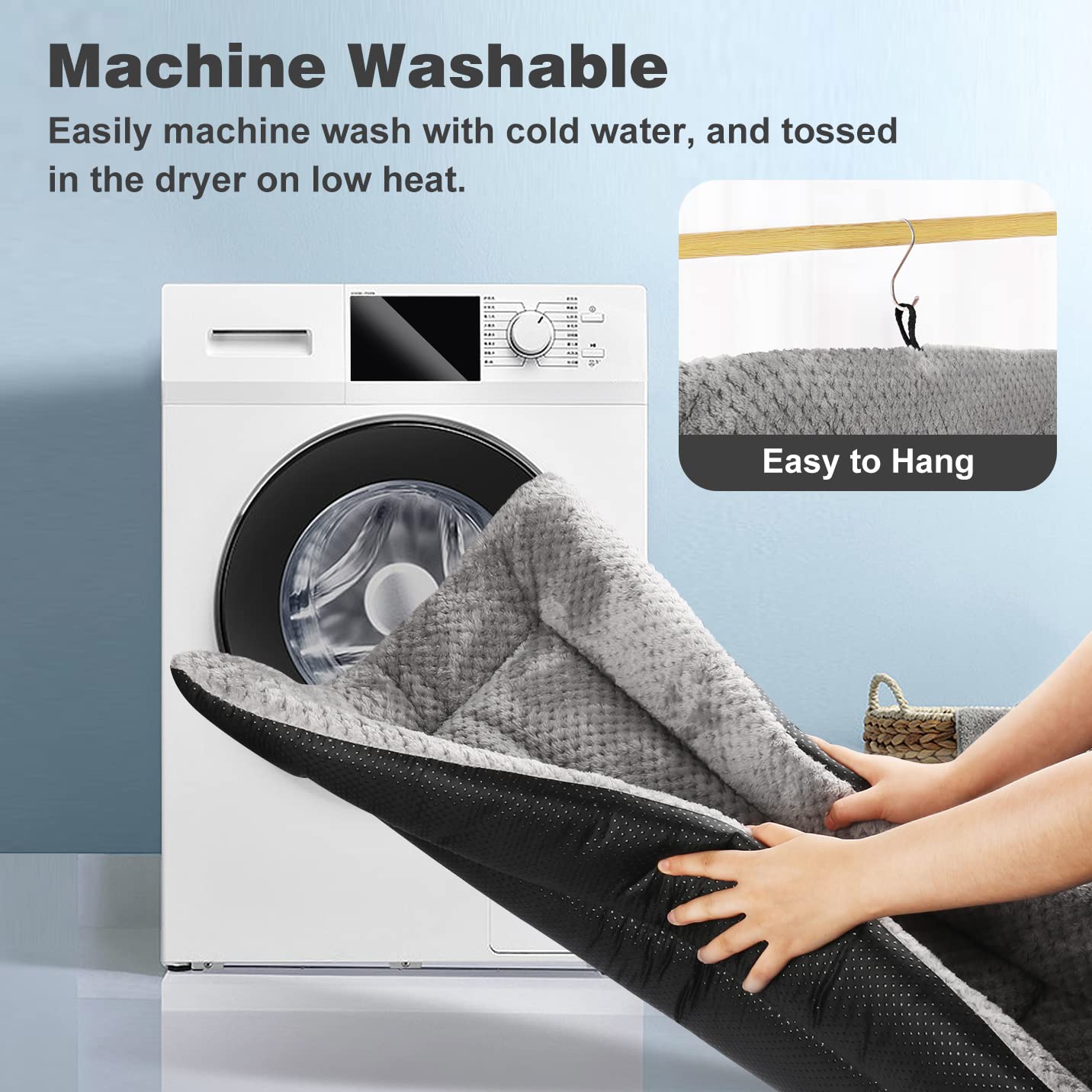 Nosterna Large Dog Bed Mat, Washable Sherpa, Anti-Slip, for Medium & Large Pets, 90x58cm