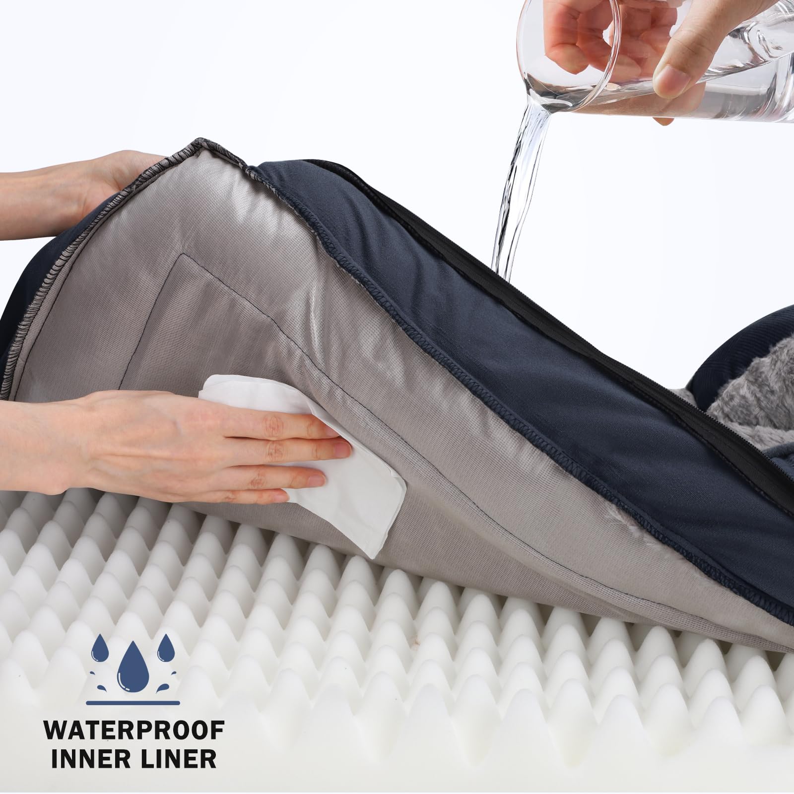 Nosterna Large Orthopedic Memory Foam Dog Bed, Washable, for Dogs up to 50lbs, Grey