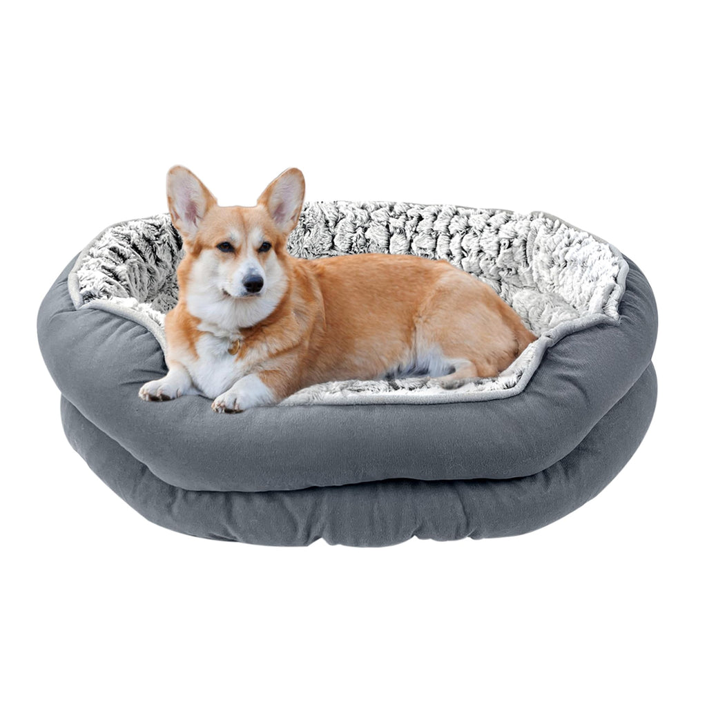 Nosterna Calming Dog & Cat Bed - Soft Plush Anti-Anxiety, Machine Washable (Medium)