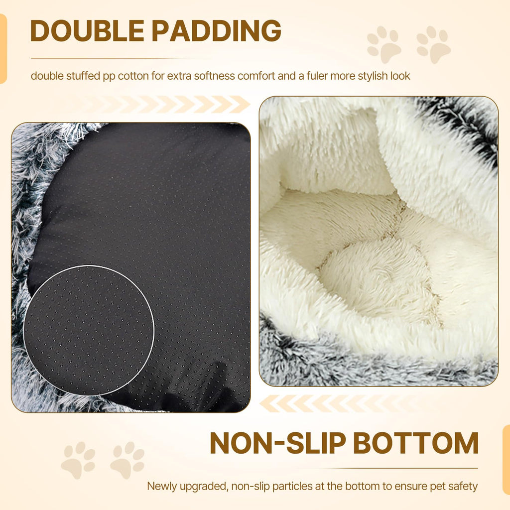 Nosterna Calming Dog Bed - Washable Plush Donut Bed for Small/Medium Dogs & Cats