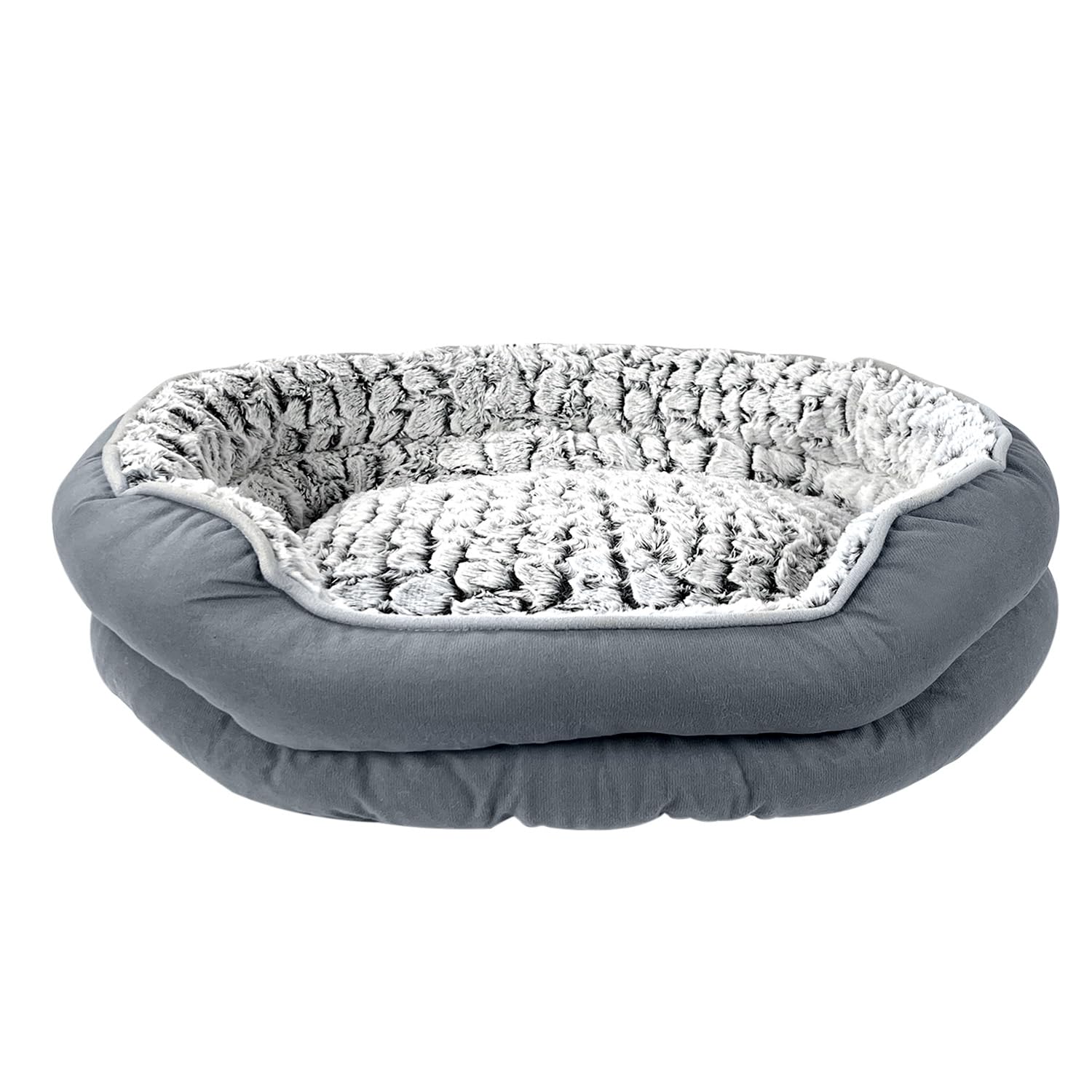Nosterna Calming Dog & Cat Bed - Soft Plush Anti-Anxiety, Machine Washable (Medium)