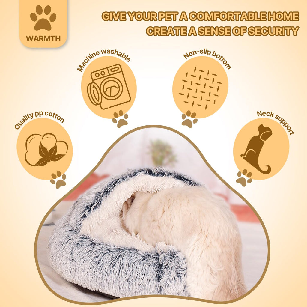 Nosterna Calming Dog Bed - Washable Plush Donut Bed for Small/Medium Dogs & Cats