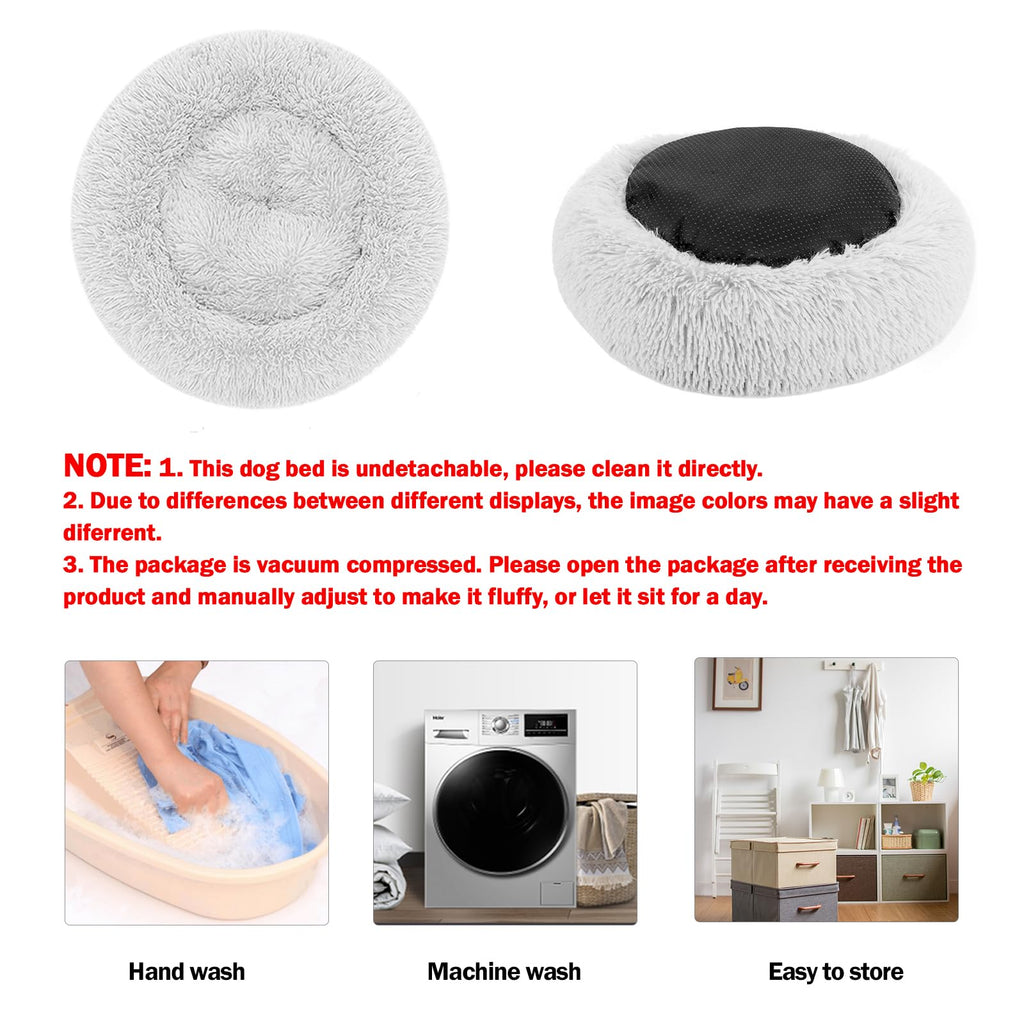 Nosterna Calming Dog & Cat Donut Bed - Washable Plush Anti-Anxiety Bed with Non-Slip Bottom
