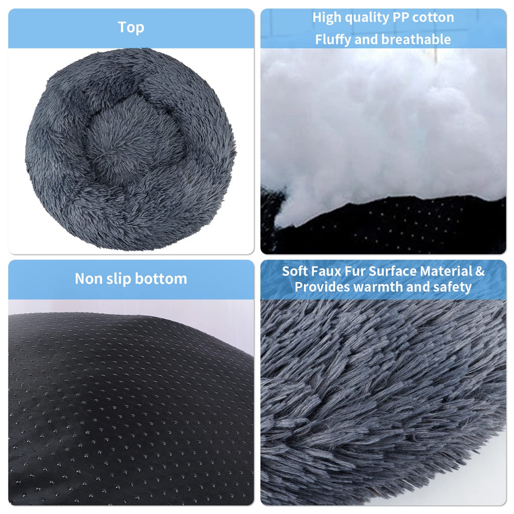 Nosterna Calming Donut Bed - Plush Washable Bed for Small Dogs & Cats