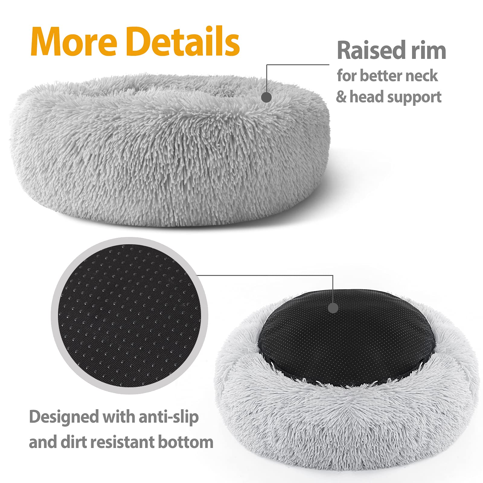 Nosterna Calming Donut Bed - Soft & Fluffy Self-Warming Bed for Dogs & Cats