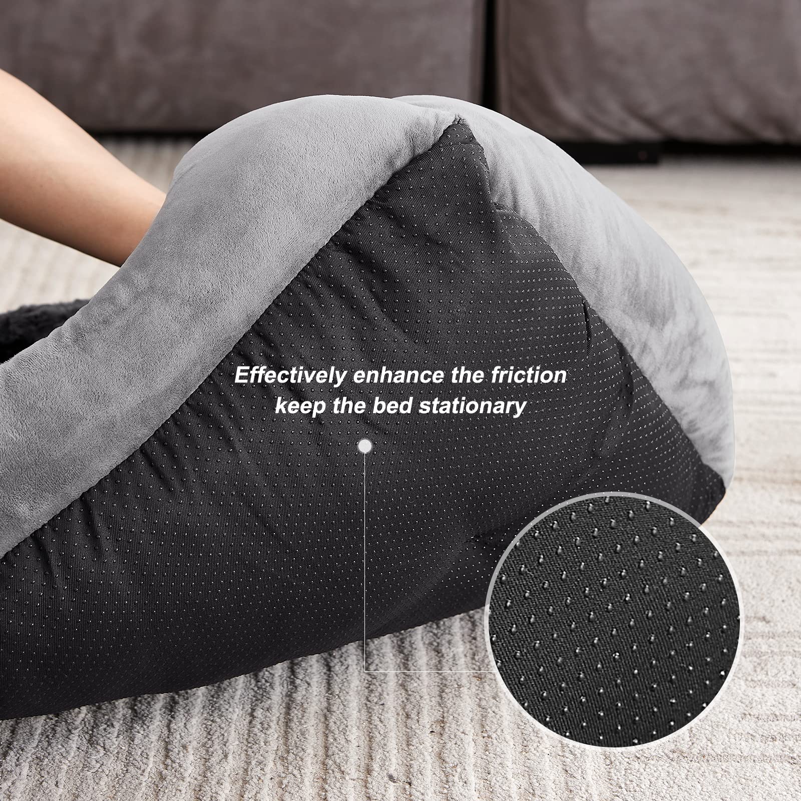 Nosterna Medium Dog Bed - Washable Anti-Anxiety Plush Mattress with Non-Slip Bottom