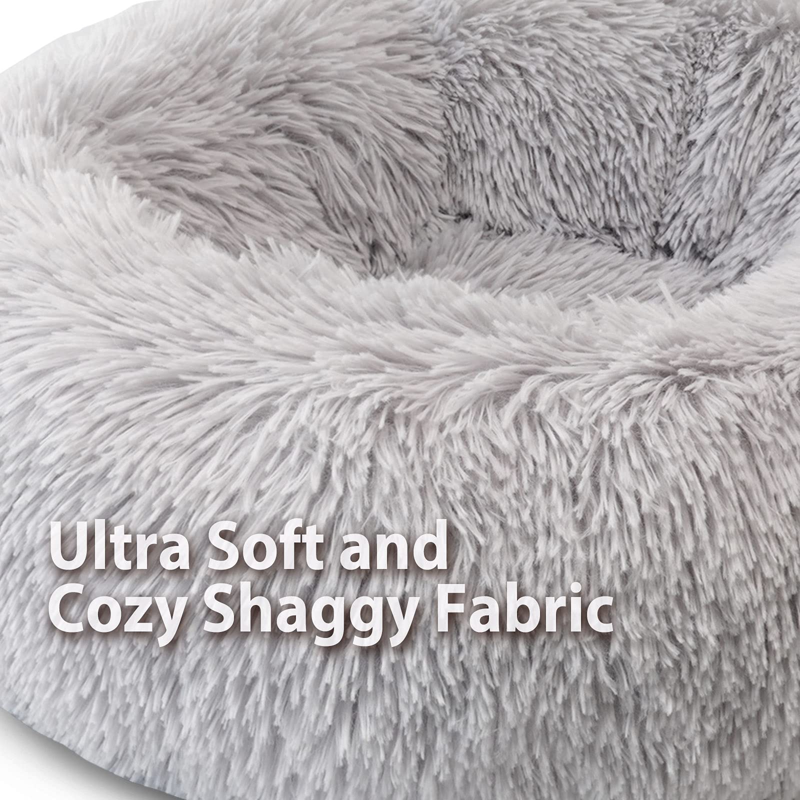 Nosterna Calming Donut Bed - Soft & Fluffy Self-Warming Bed for Dogs & Cats