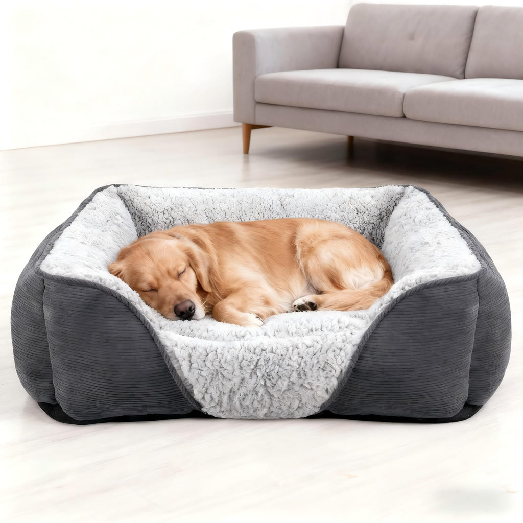 Nosterna Medium Dog Cat Bed, Warm Lamb Fleece, Washable, for Corgi, 63x53x21cm