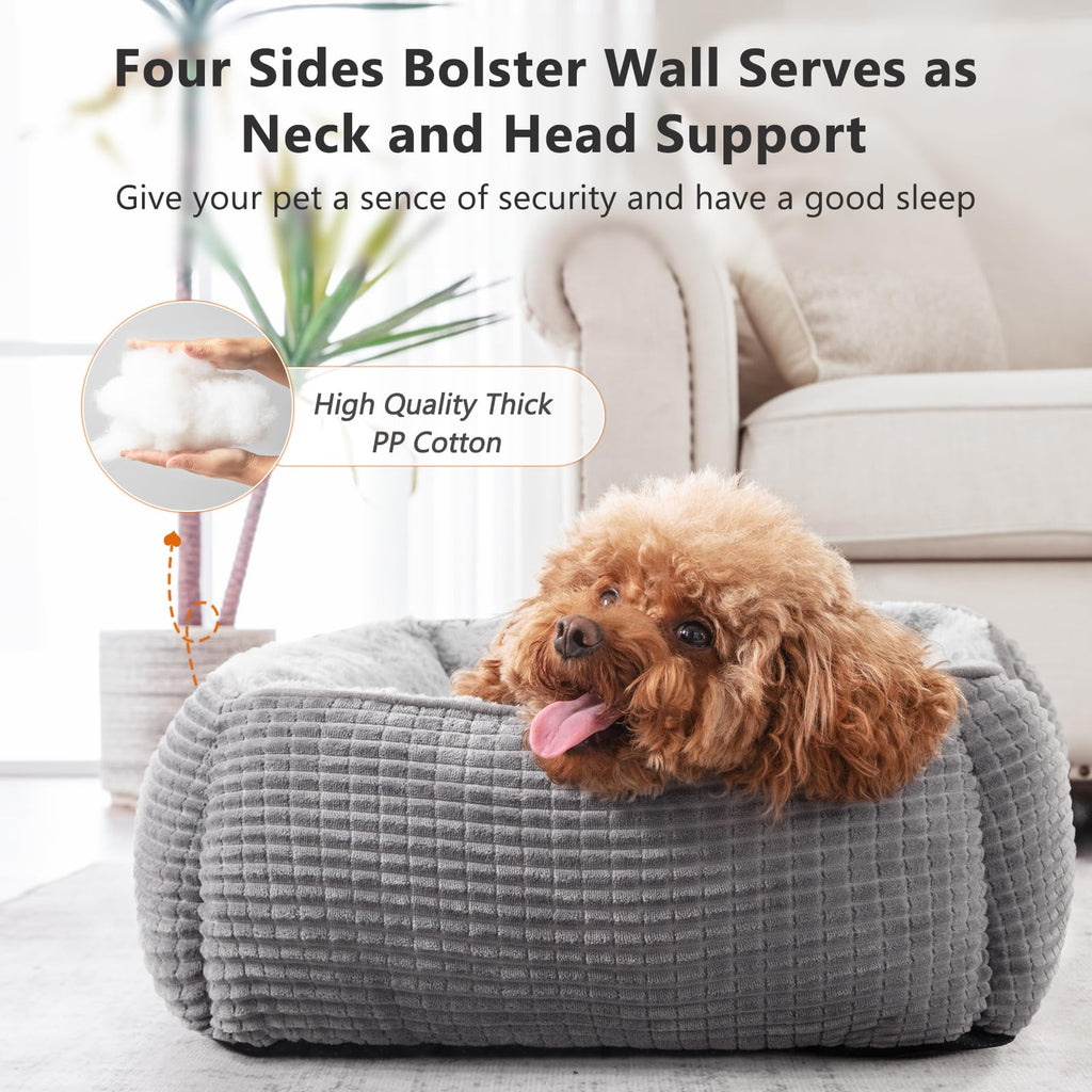 Nosterna Orthopedic Dog Bed - Washable Calming Bed with Raised Edges & Non-Slip Bottom