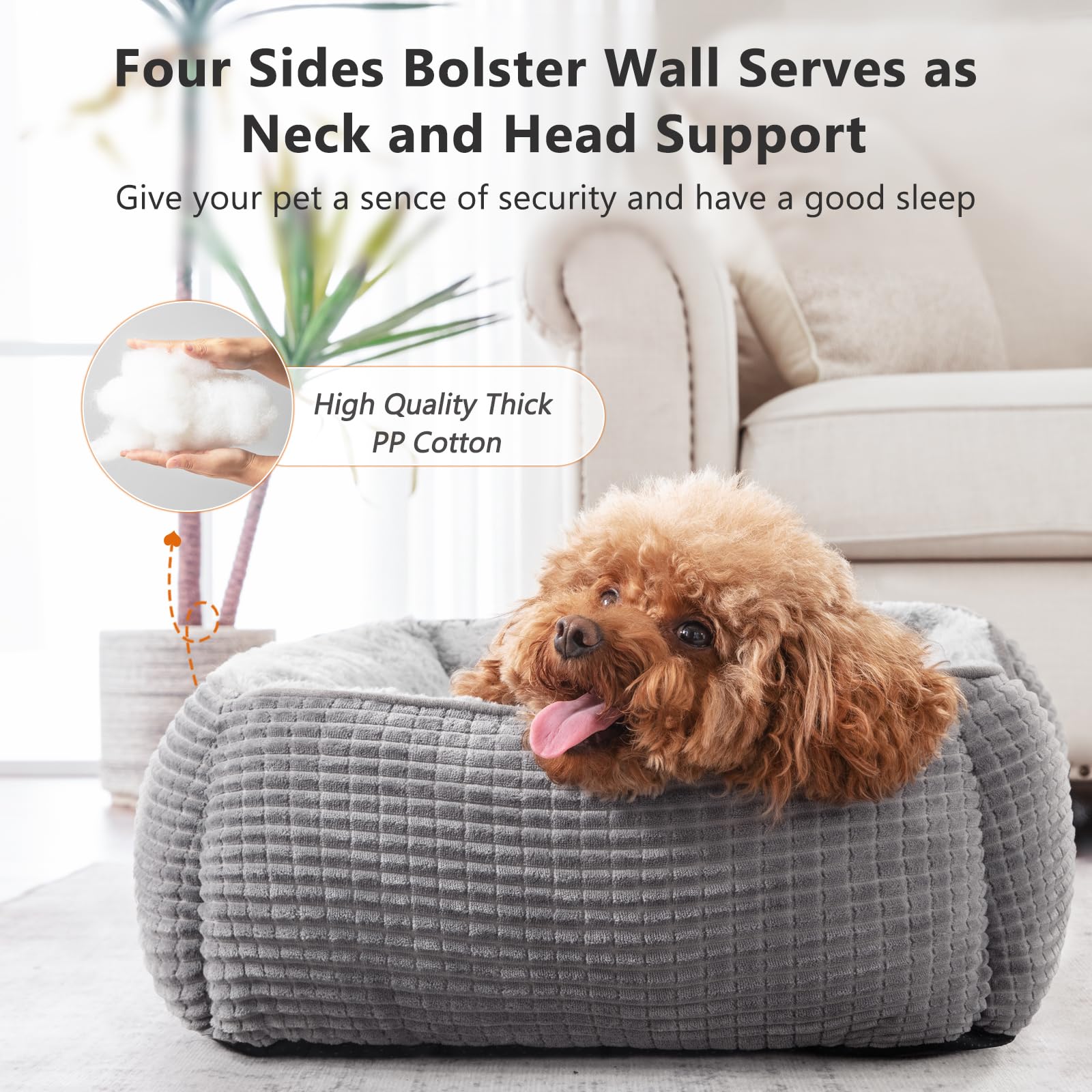 Nosterna Orthopedic Dog Bed - Washable Calming Bed with Raised Edges & Non-Slip Bottom