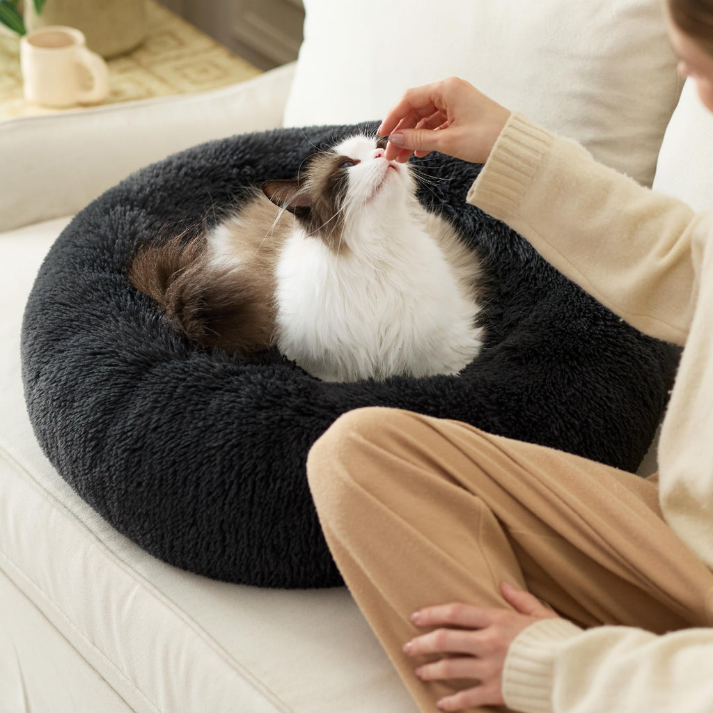 Nosterna Calming Donut Bed - Washable Round Bed for Small Dogs & Cats