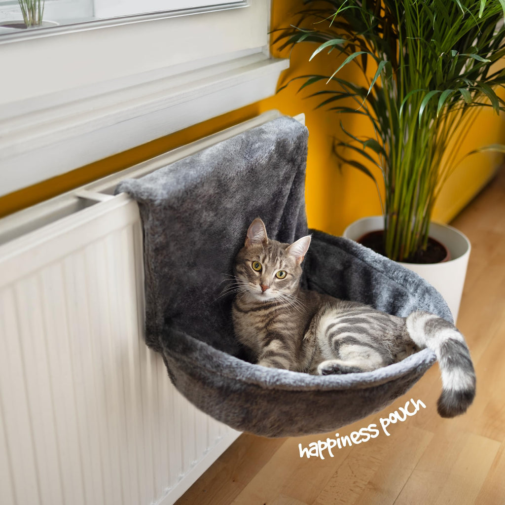 Nosterna Deluxe Radiator Cat & Dog Bed - Cozy Fleece Hammock with Durable Iron Frame (Grey)