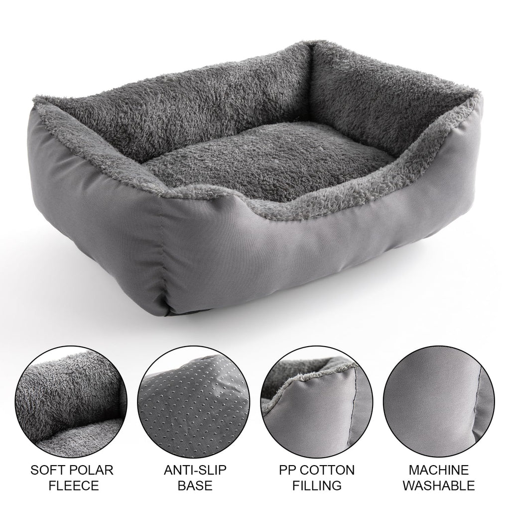 Nosterna Washable Fleece Cat & Dog Bed, Soft Non-Slip Sofa, for Small to Large Pets, Grey