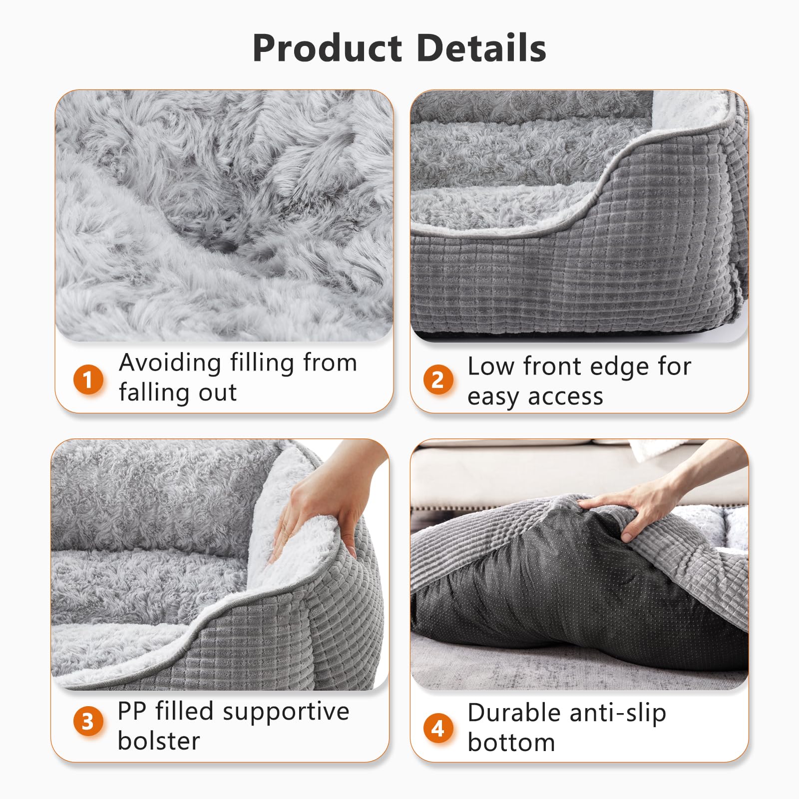Nosterna Orthopedic Dog Bed - Washable Calming Bed with Raised Edges & Non-Slip Bottom
